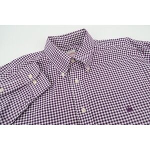 Brooks Brothers Mens Large Purple Gingham Checks Button Down Sport Shirt
